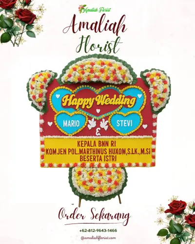 Karangan Papan Bunga Pernikahan di Terong